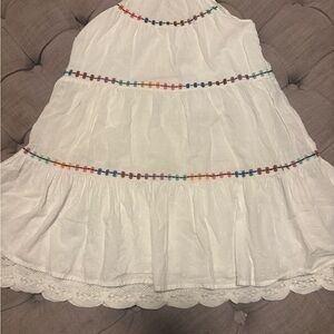 Matilda Jane White Dress with Multicolor Accents